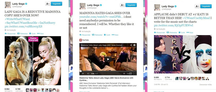 lady gaga about madonna e katy perry no twitter