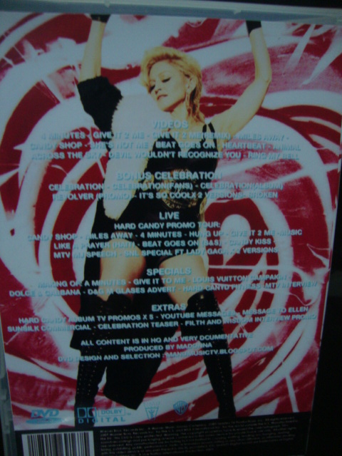 DVD Madonna Hard Candy atrás