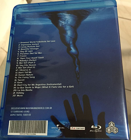 Bluray Madonna Drowned World Tour back